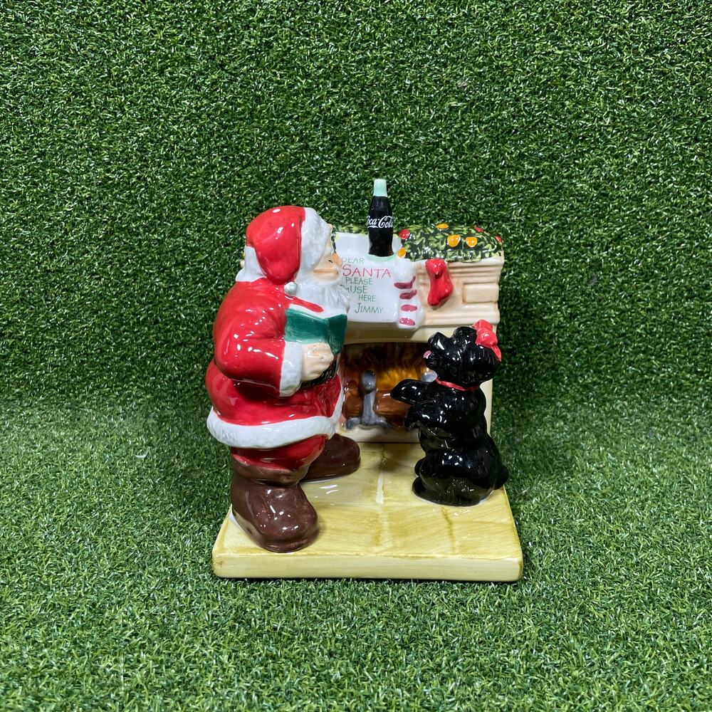 2002 Coca Cola Holiday Portraits Santa Puppy Salt Pepper Shakers Boxed